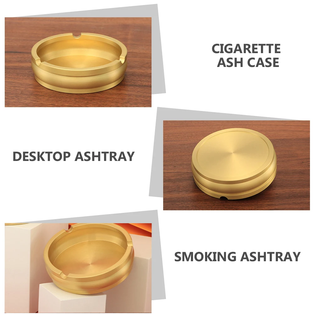 

Retro Brass Ashtray Sturdy Cigarette Ash Holder Desktop Smoking Container Household Office Simple Ashtray Cigarette Ash Case For