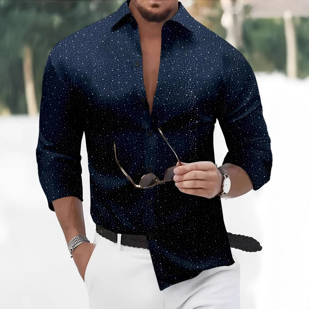 

Fashionable men's long-sleeved casual shirt, classic style, comfortable and suitable for both business and casual occasions.