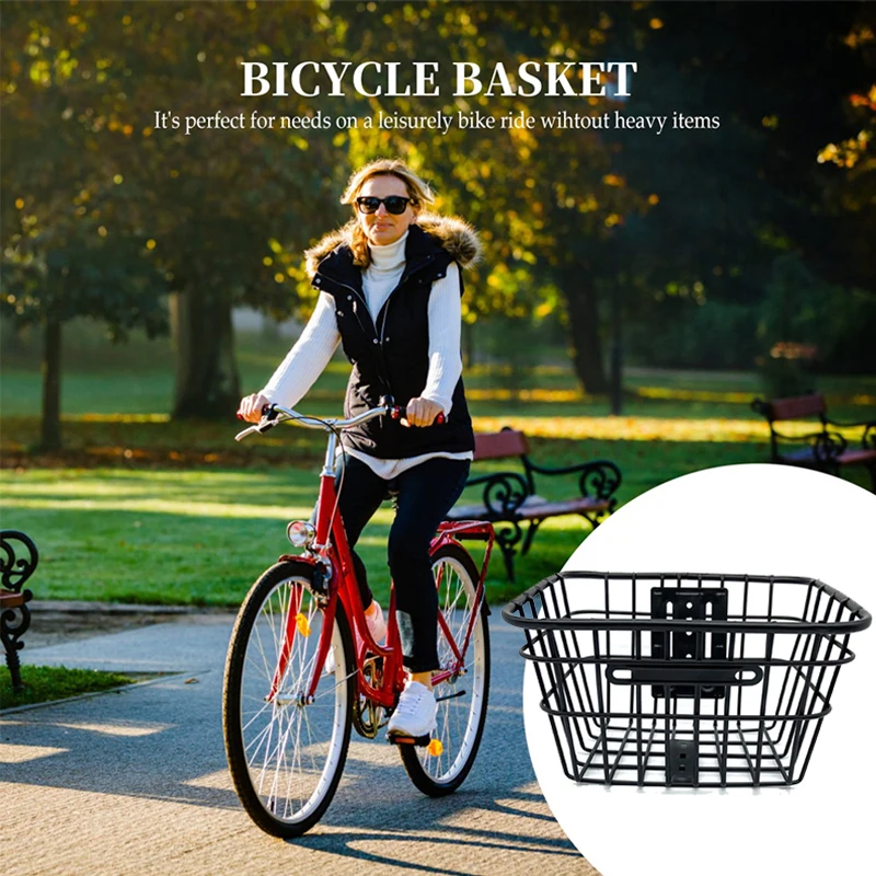 1Pcs Black Iron Storage Basket Folding Basket Durable Hanging Basket Front Handlebar Basket For Bike Riding Cycling Basket