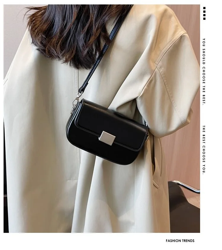 Small square bag women 2024 new fashion single shoulder crossbody bag commuting white black small bag