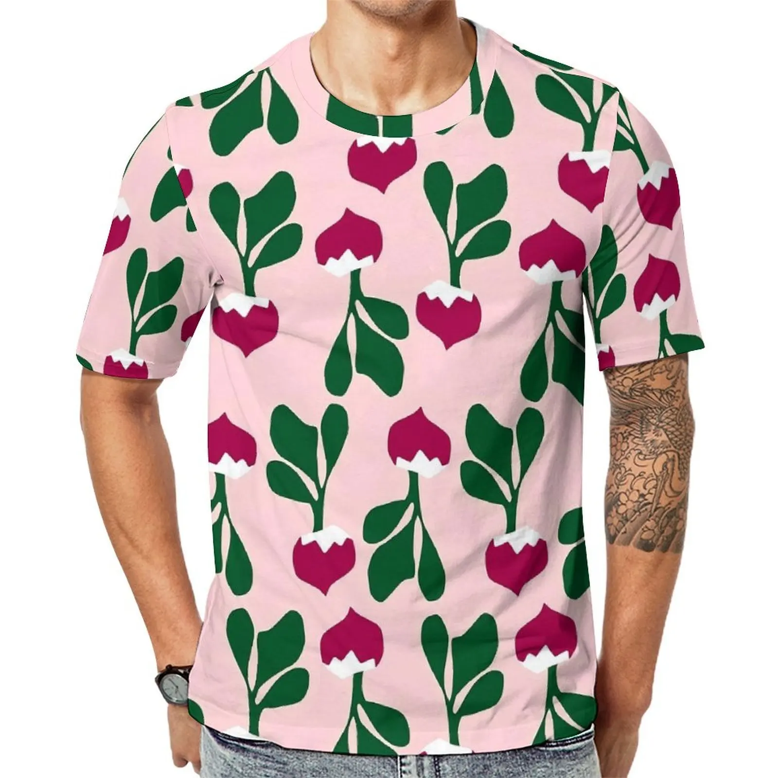 Man Cute Radishes T-Shirt Vegetable Retro T Shirts Short Sleeve Graphic Tshirt Dropshipping Summer Streetwear Plus Size Top Tees