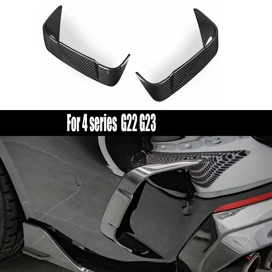 For BMW 4 Series G22 G23 2020+ 425 430i Carbon Fiber Car Rear Bumper Splitter Spoiler Canard Air Knife Surround Trim Body Kit