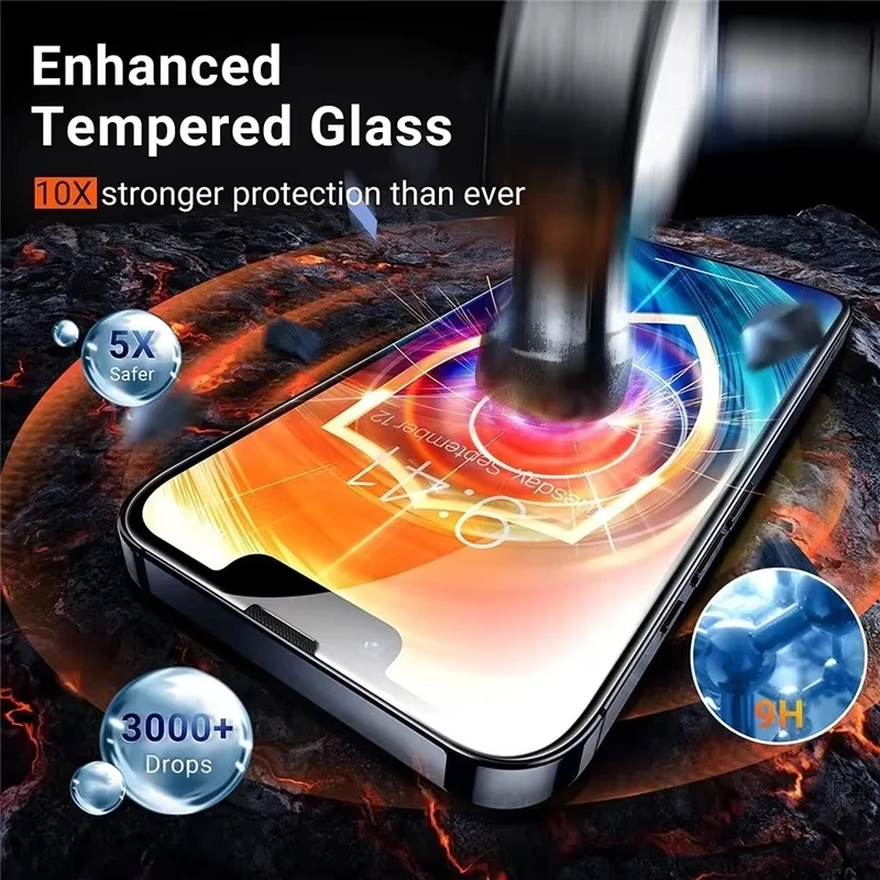 1-3 Piezas Vidrio Templado para iPhone 14 13 12 11 15 16 17 18 Pro Max Mini Protectores de Pantalla para iPhone Air XR XS 7 8 Plus 16e Vidrio 4