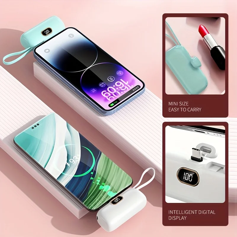 Мини-удобный мобильный аккумулятор емкостью 30000 мАч, портативная быстрая зарядка, подходит для iPhone 16 15 14 13, внешний аккумулятор Samsung Xiaomi