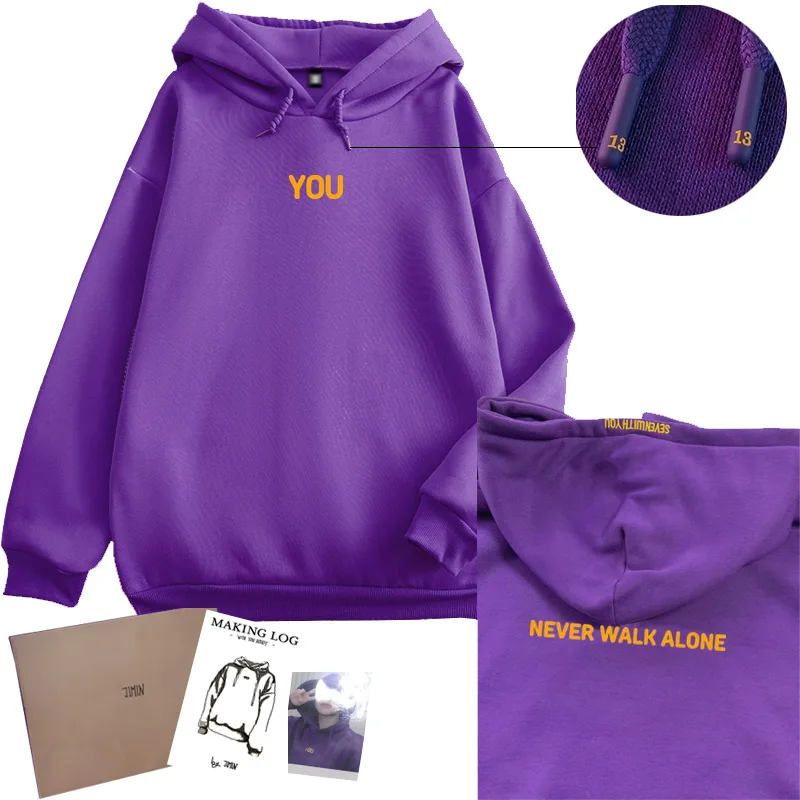

Оригинальная толстовка с принтом 2025 года Seven With You 13 You Never Walk Alone Digital File Jimin Merch For Fans Card Фиолетовая толстовка