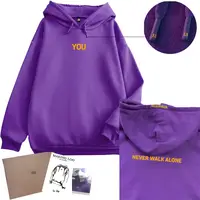 2025 Sudadera con capucha Original impresa siete contigo 13 nunca caminan solo archivo Digital Jimin Merch para Fans tarjeta sudadera púrpura