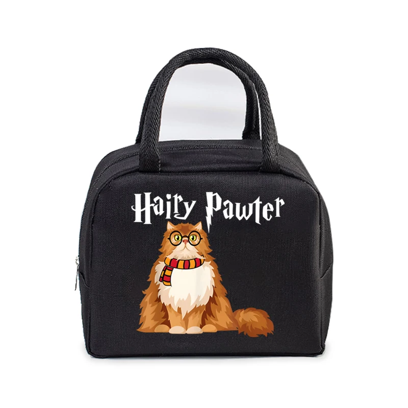 Funny Potter Cat Lunch Bag Student Office Women Men Bento Pouch Cartoon Animal Kitten Insulation Portable Picnic Food Lunch Bags