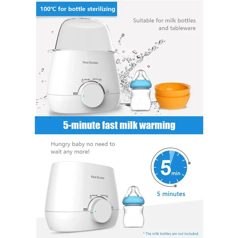 A84F-Real Bubee Baby Bottles Milk Warmer Food Heater 5-Minute Fast Warming Precise Temperature Control Double Milk Warmer EU PLU