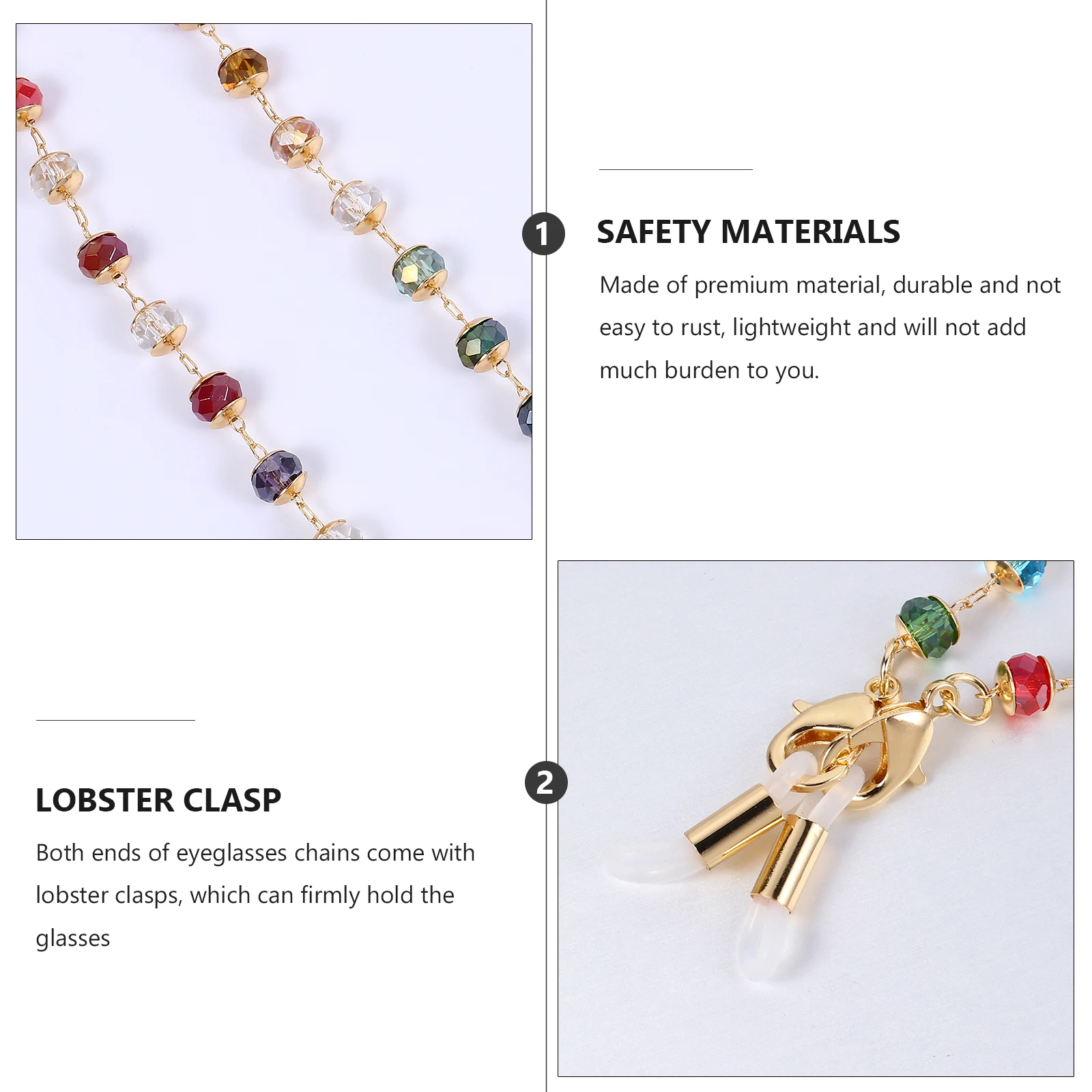 

Colorful Crystal Beaded Glass Chain Bohemian Stylish Lightweight Lobster Clasp Glasses Lanyard Sunglasses Reading Mask Strap