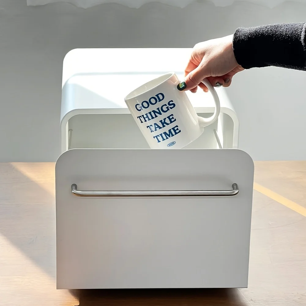 

1pc Sleek Metal Coffee & Spice Organizer with Drawer - Waterproof & Dustproof Storage for Coffee Pods, Mugs, and Seasoning