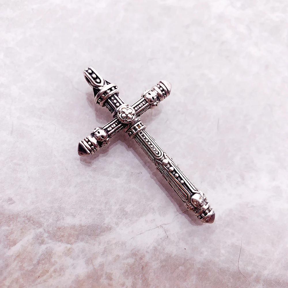 Pendant Cross Skull Brand New Fashion Jewelry Europe Accessories 925 Sterling Silver Vintage Gift For Women Men