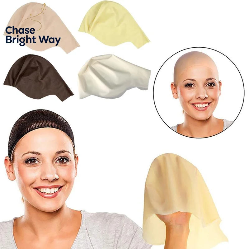 Skin-Safe Latex Fake Bald Head Mask Funny Realistic Unisex Wig Cap for Kids Adults Halloween Prank Party