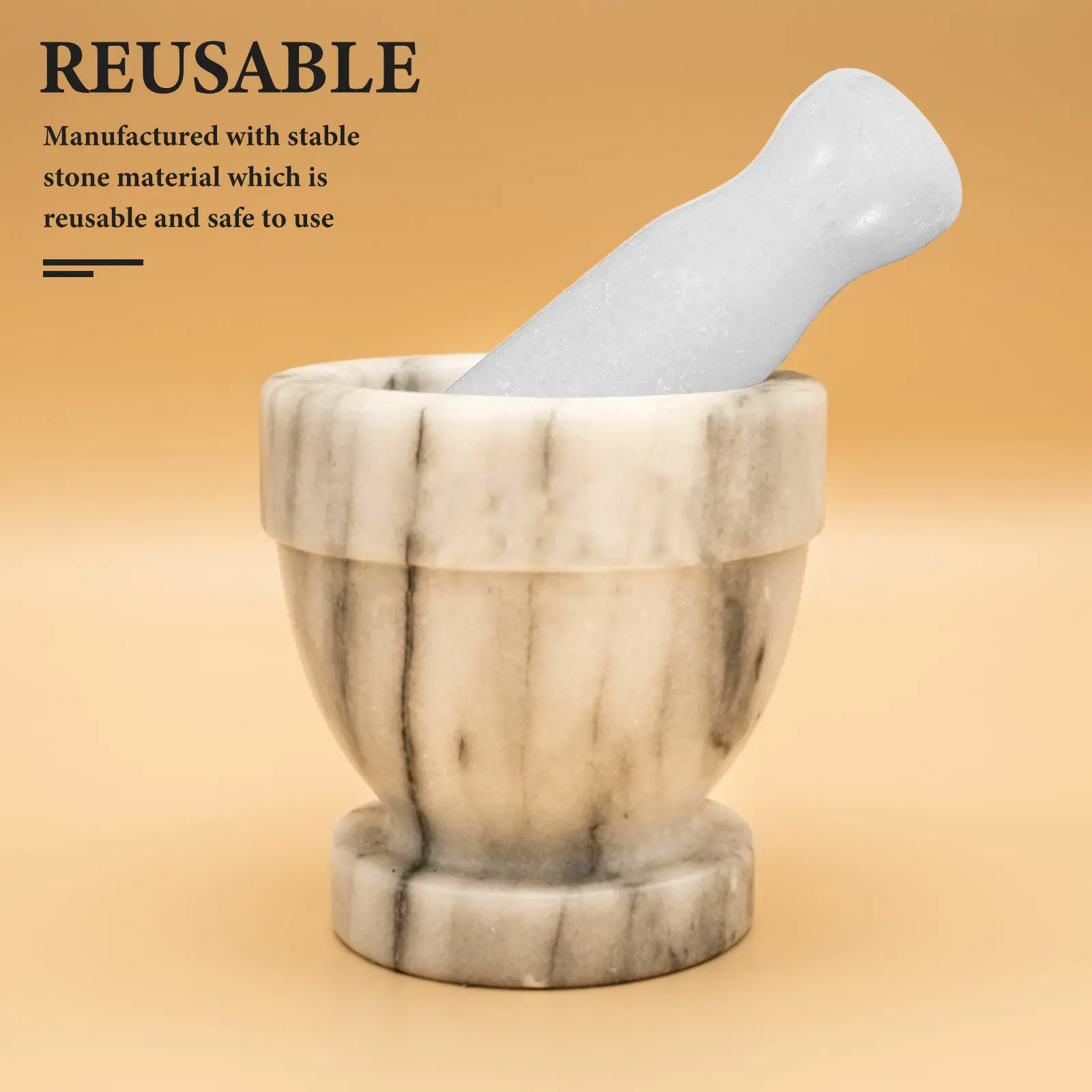 Stone Kitchen Garlic Pestle Thin Neck Ergonomic Design Comfortable Handheld Stone Pestle Fast Mash Dense Grinding Head