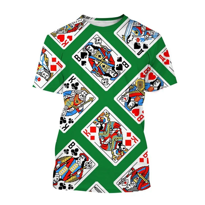 Retro 3D Printing Dice Poker T Shirt For Men Creative Cool Summer Short-sleeved Tees Personality Streetwear T-shirt Tops Clothes