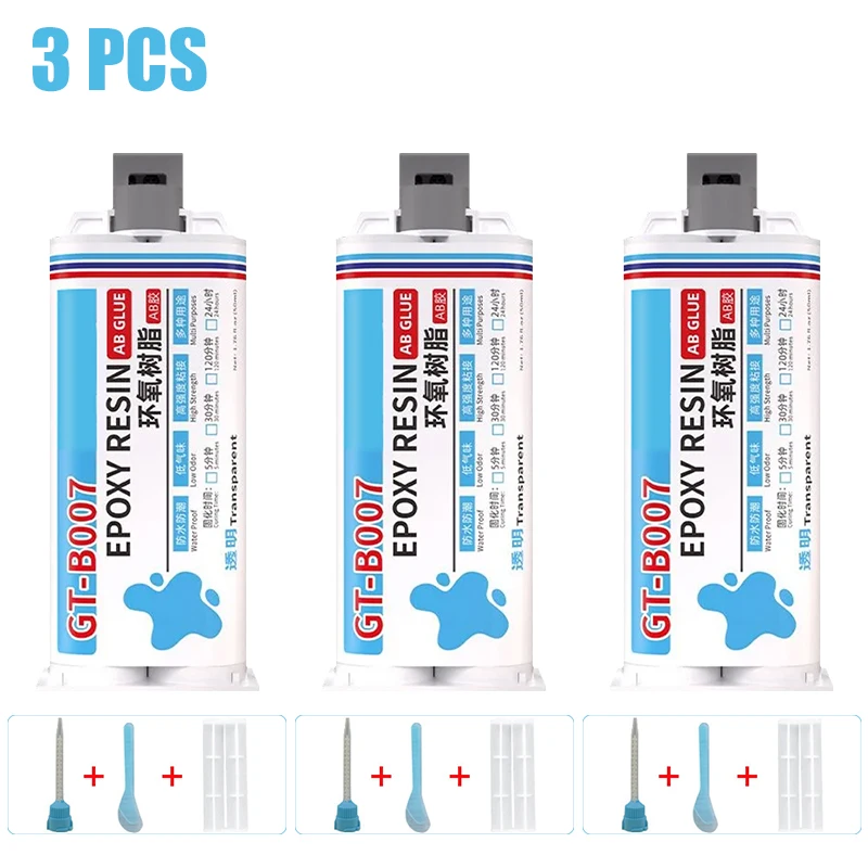 1/2/3PCS Transparenter Epoxidharz-AB-Kleber, schnell haftender Klebstoff zum Schweißen von Metall, Kunststoff, Keramik, Glas, Gummi, Holz, Stein, Schmuck