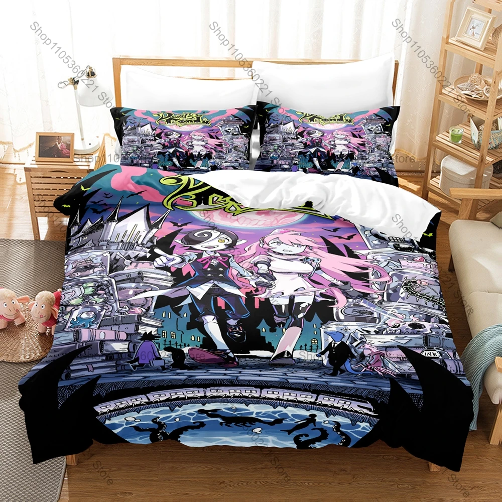 Juego de cama con diseño de caramelo del diablo, funda de edredón + 2 fundas de almohada, ropa de cama de poliéster transpirable con diseño de Anime para decoración de dormitorio, 3 uds.
