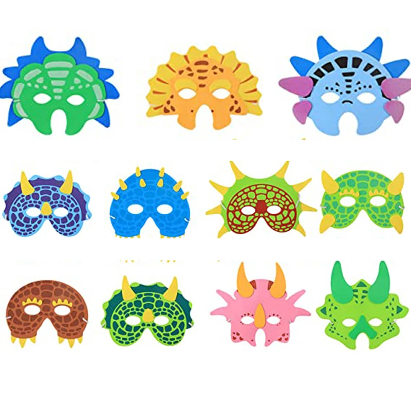 10Pcs Dino Dinosaur Mask Jurassic World Party Games For Kids Birthdays Funny Gadgets Kinder Spielzeug Novedades Juguetes