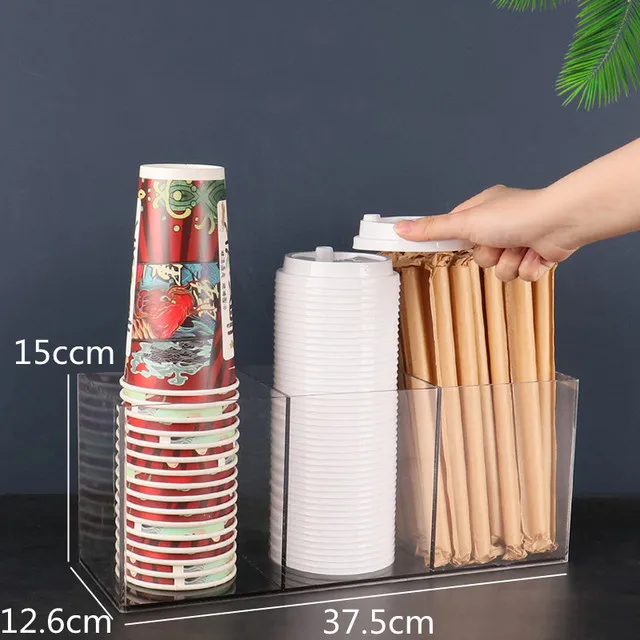 Transparent Acrylic Cup Holder Tissue Box Milk Tea Storage Rack Desktop Shelf Organizer Napkin Holders