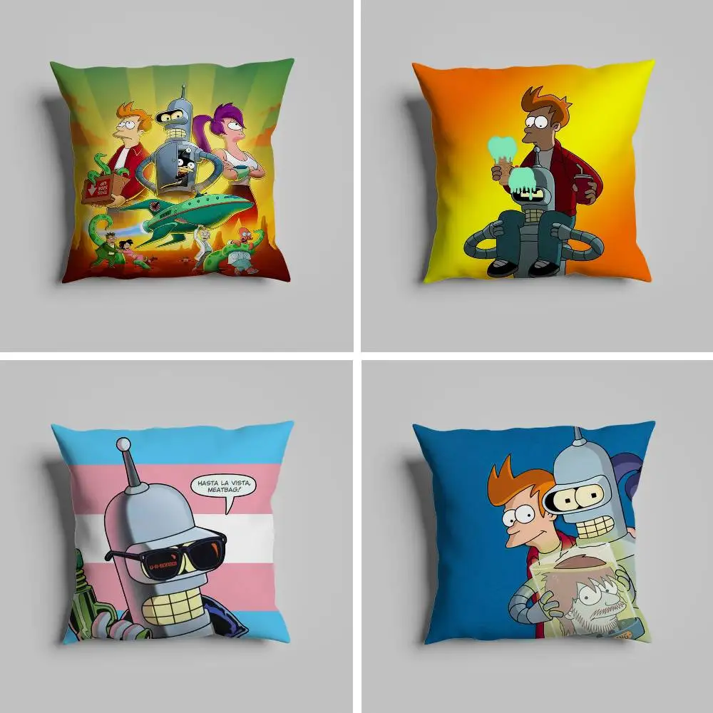

F-Futurama B-Bender Anime Pillow Case For Car Pillows 60x60 Cushions Luxury Double Sided Cover Home And Decoration Sofa 30x30
