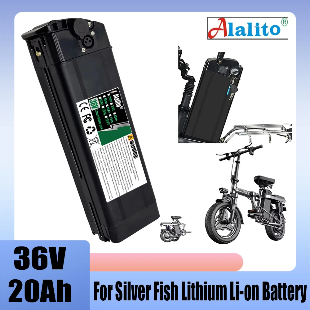 For Silver Fish lithium battery pack, 36V 20Ah-50Ah, compatible with 250W 350W 500W 1000W folding bicycle wheel hub motor