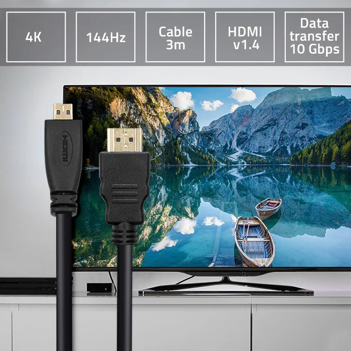 Qoltec HDMI-kabel v1.4 | Micro HDMI | Hoge snelheid | 4K | 30Hz | GOUD | 3m