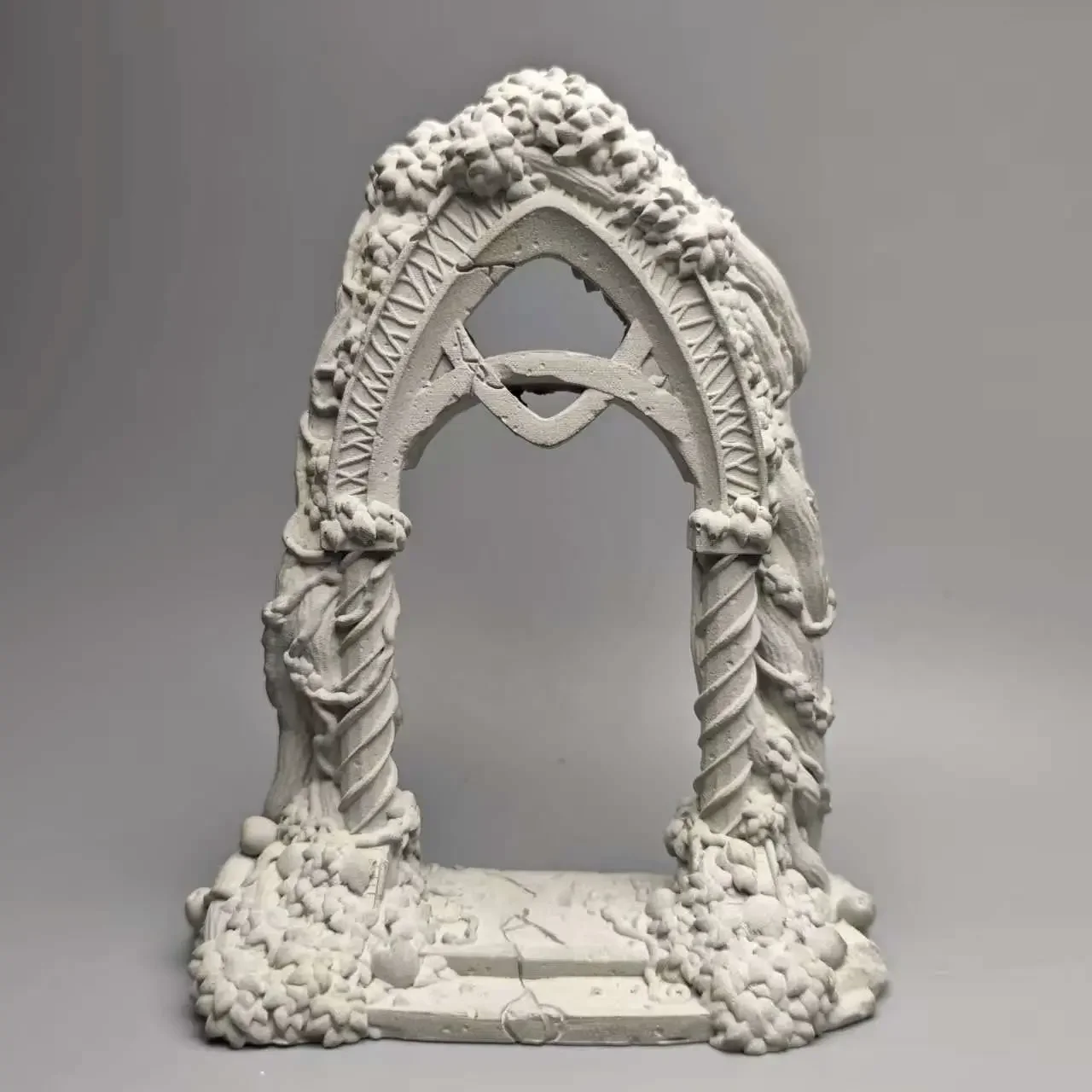Vines of the Realm: Arched Roman Columns, Damaged Plants, Roman Columns, Ancient Greek Architectural Model, Gypsum Material