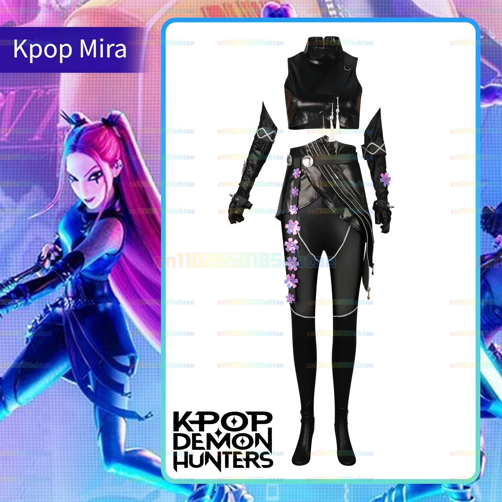 

Newly Halloween Cosplay Costume K-POP Demon Hunters Black leather for Cool Girls Fantasy Halloween Party Suit