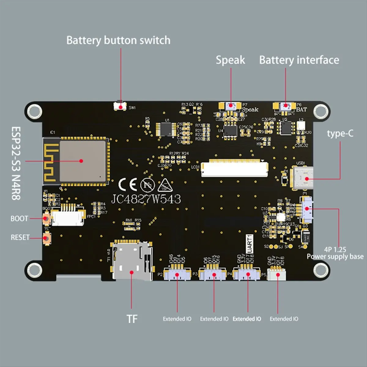 

M85K ESP32-S3 8M PSRAM 4M FLASH 4,3-дюймовый IPS 480x270 HD ЖК-дисплей Модуль Wi-Fi Bluetooth 240 МГц LX6 MCU для LVGL(B)