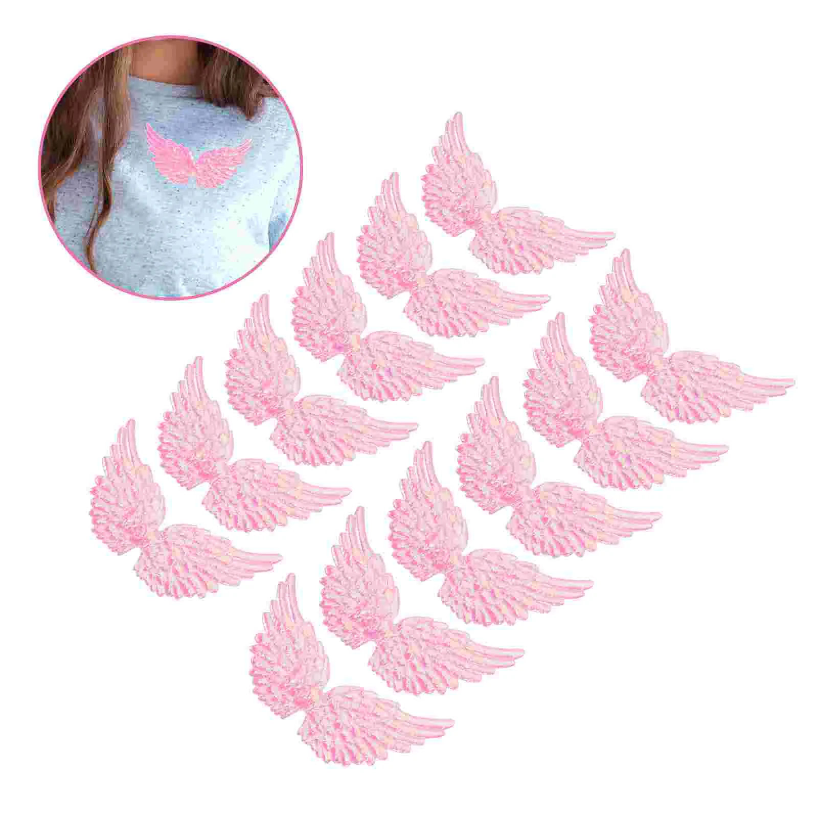 12 PCS Fabric Miss Green Christmas Ornaments Angel Wings For White Crafts Decorative