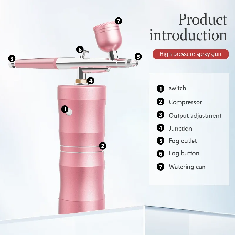 Face Oxygen Sprayer Mini Air Compressor Kit Air Brush Spray Gun Spray Gun Nail Art Tattoo Process Nano Fog Spray