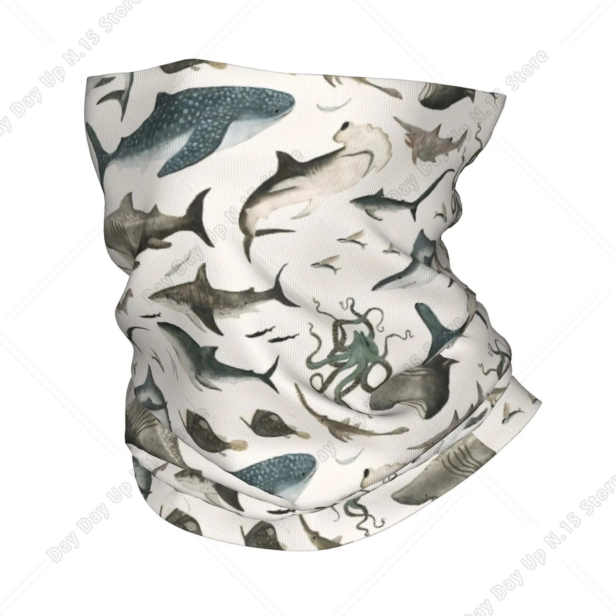 Shark Ocean Animal Sharks Bandana Neck Cover Printed  Wrap Scarf Warm Face Mask Riding Unisex Adult Washable