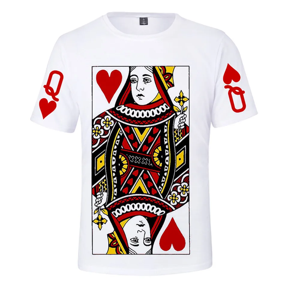 Playing Cards Poker K Q 3D Print Oversized T Shirt Women Men Summer Crewneck Short Sleeve Funny Tshirt KING QUEEN Graphics Tees