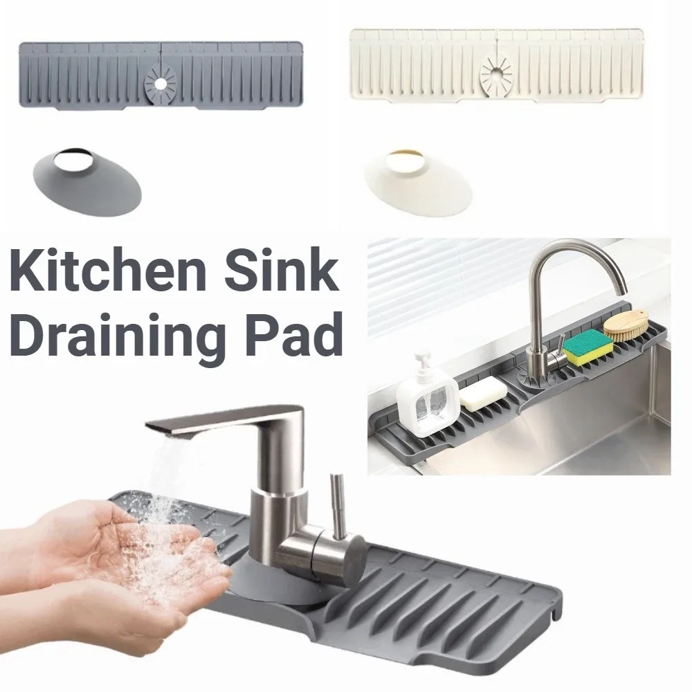 Soft Kitchen Sink Draining Pad Splash-Proof Easy Clean Faucet Protectors Reusable Spill-Proof Silicone Splash Guards Kitchen Use