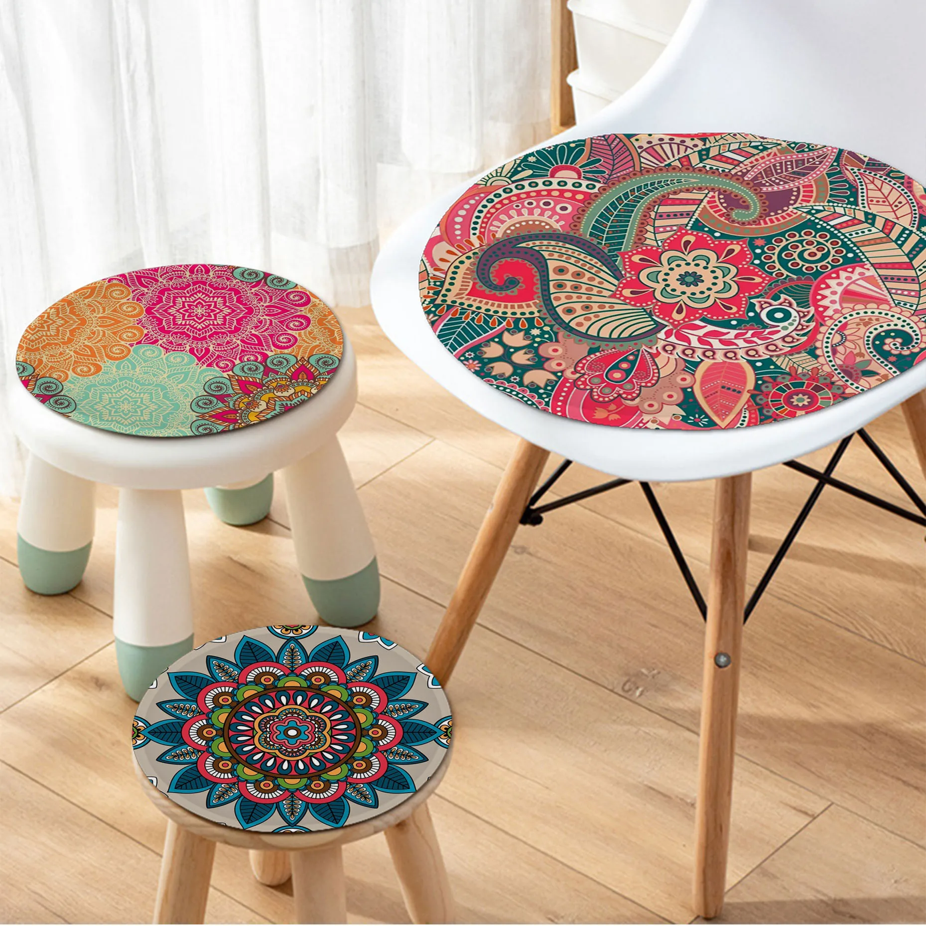 

Bohemia Cushion Mat Round Seat Cushion Office Dining Stool Pad Sponge Sofa Mat Non-Slip Chair Cushions