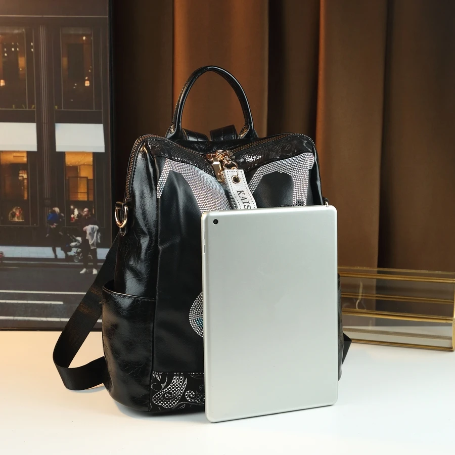 Ransel Perjalanan Wanita Kapasitas Besar Modis Tas Bahu Trendi Penggunaan Ganda Gaya Baru untuk Wanita Ideal untuk Perjalanan