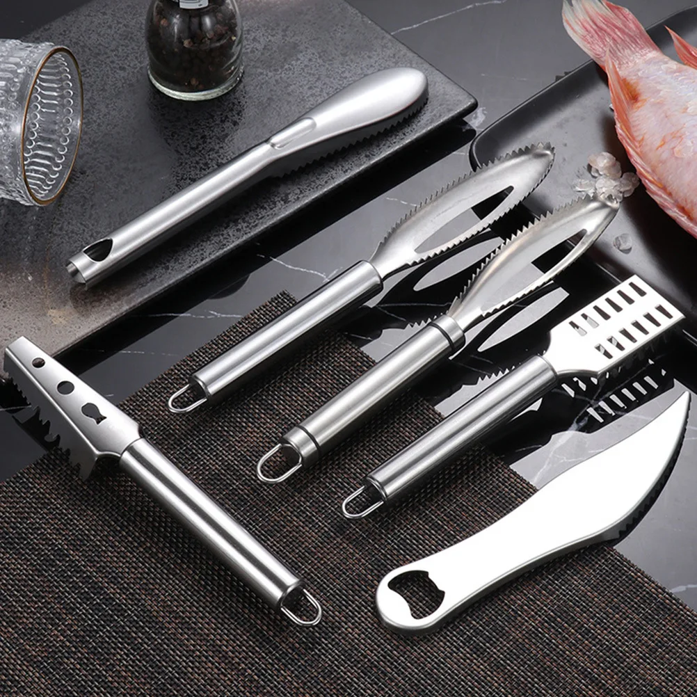 

6Pcs Fish Scale Remover Set Household Stainless Steel Fish Descaler Professional Tool Kitchen Supply Convenient