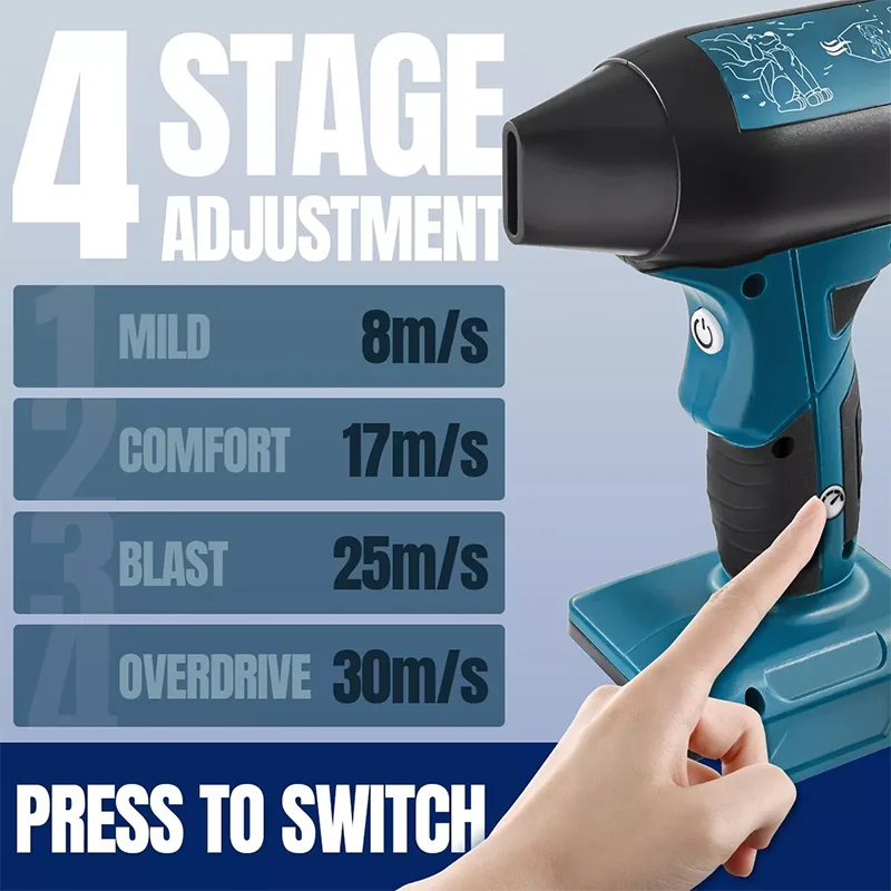 Cordless Air Blower Dusting Machine Multifunction Dust Blower Inflator Portable Turbo Jet Fan For Makita/Dewalt 18V Battery Pin