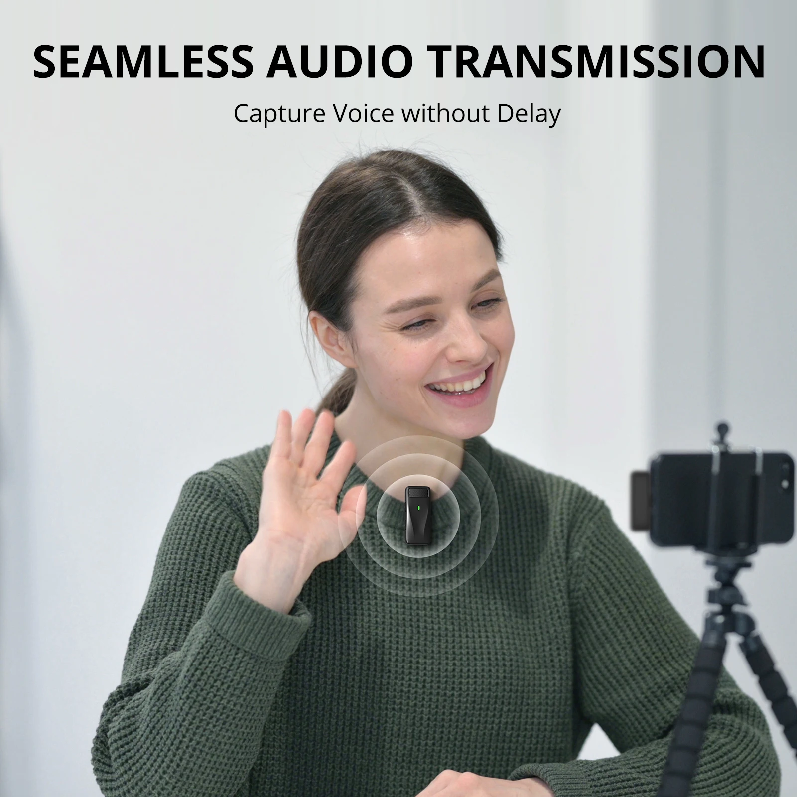 ميكروفون لاسلكي Lavalier ، الاقتران الفوري ، الإرسال لمسافات طويلة ، تقليل الضوضاء الفائقة ، 75 قدمًا ، مناسب للمقابلة ، الفيديو ، تسجيل الفيديو