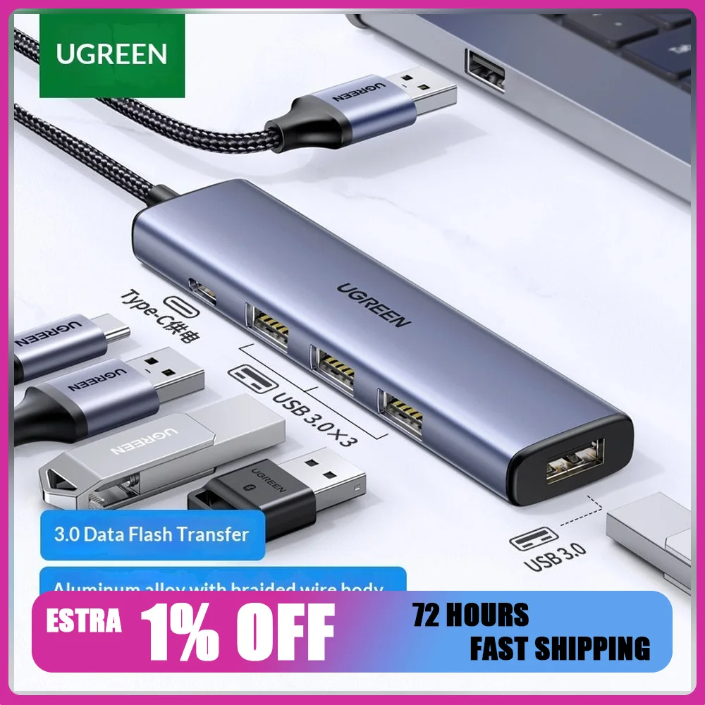 UGREEN CM473 15921 USB 3.0 Hub 4 Port High Speed USB Splitter Expansion Adapter 0.5m Cable for Laptop Computer