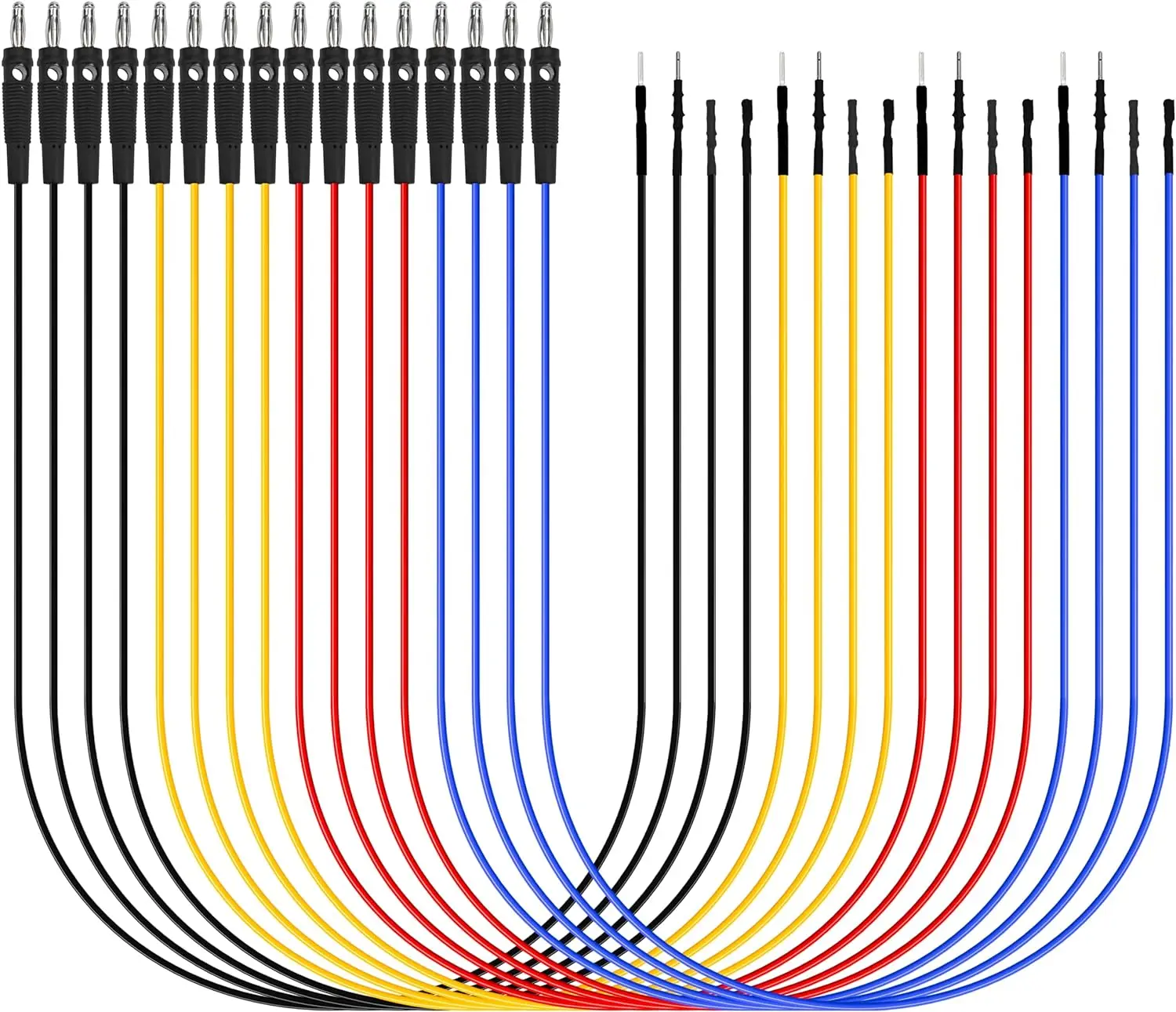 

Banana Plug Jumper Wires Kit, 16pcs 4mm Stackable Breadboard Jumper Test Lead, Male to Female, Universal Breakout Test Leads