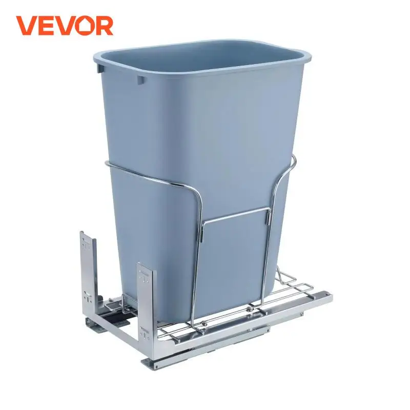 VEVOR Pull-out Trash Can Under Cabinet Trash Bin With Shelf Kitchen Trash Can Roll-Out Sliding Rack for Waste Can Under Sink