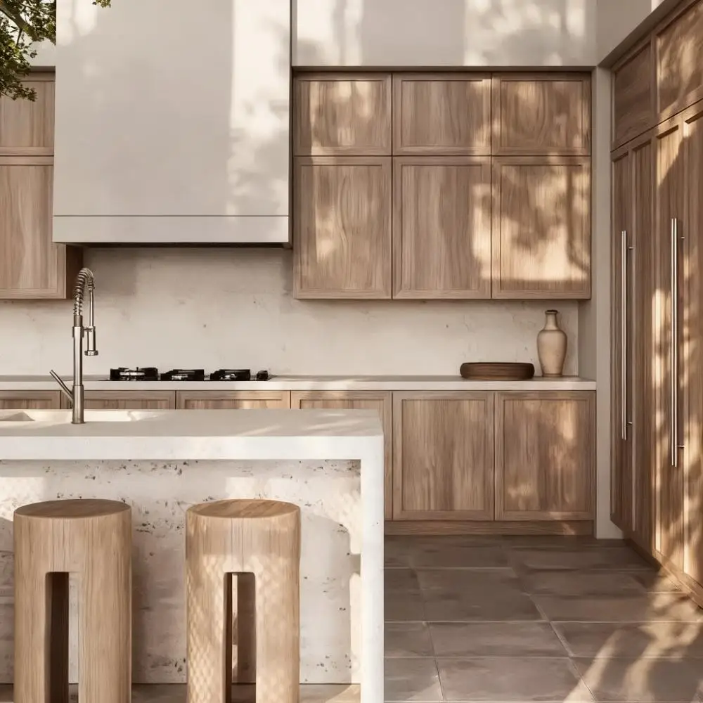 

nc-Whole-House Custom Wabi-Sabi Style Solid Wood Lacquer Waterproof Kitchen Cabinets Custom Villa Kitchens Space Customization#