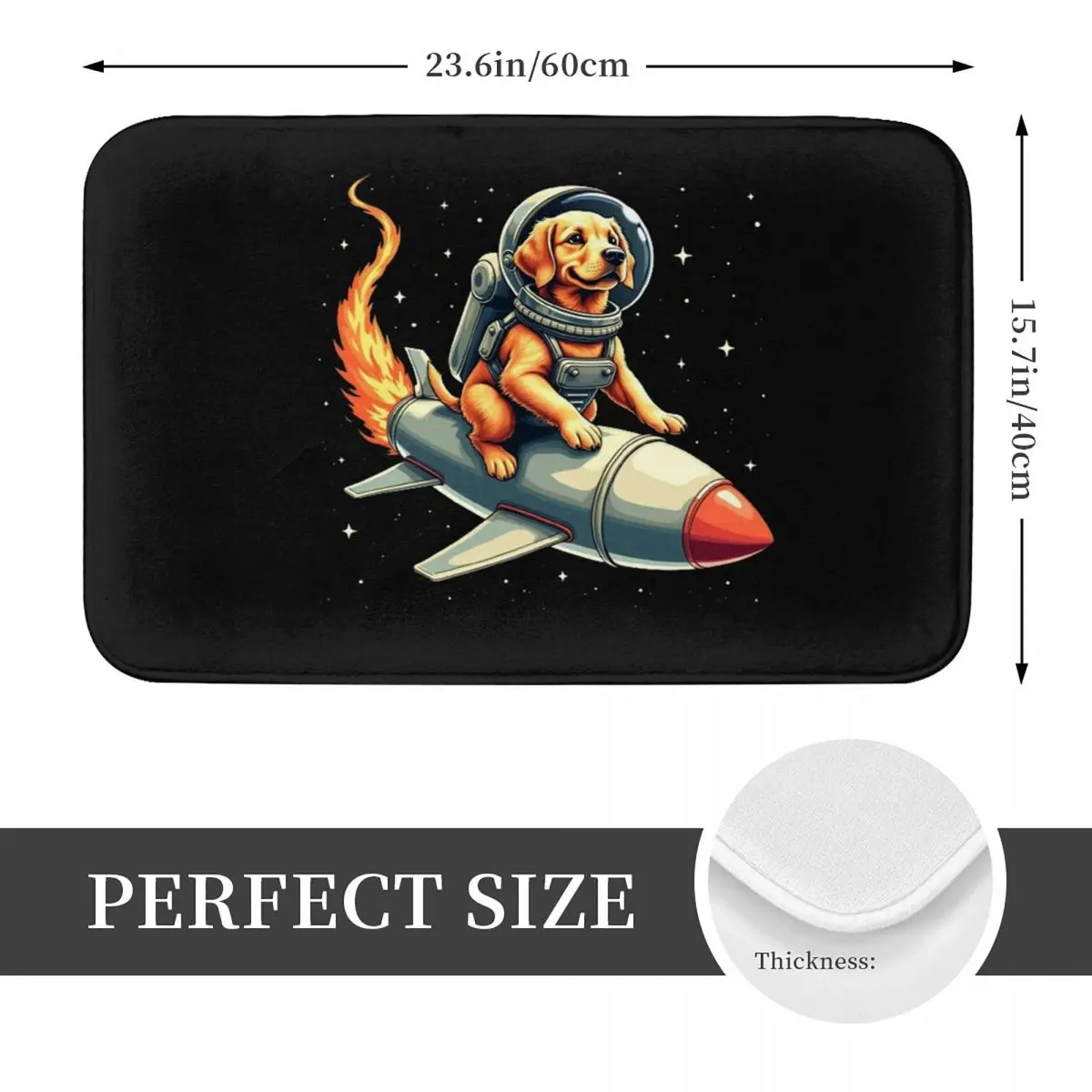 Golden Astronaut Rocket Ride Doormat Anti-skid Super Absorbent Bathroom Floor Mats Home Entrance Rugs Kitchen Carpet Footpad