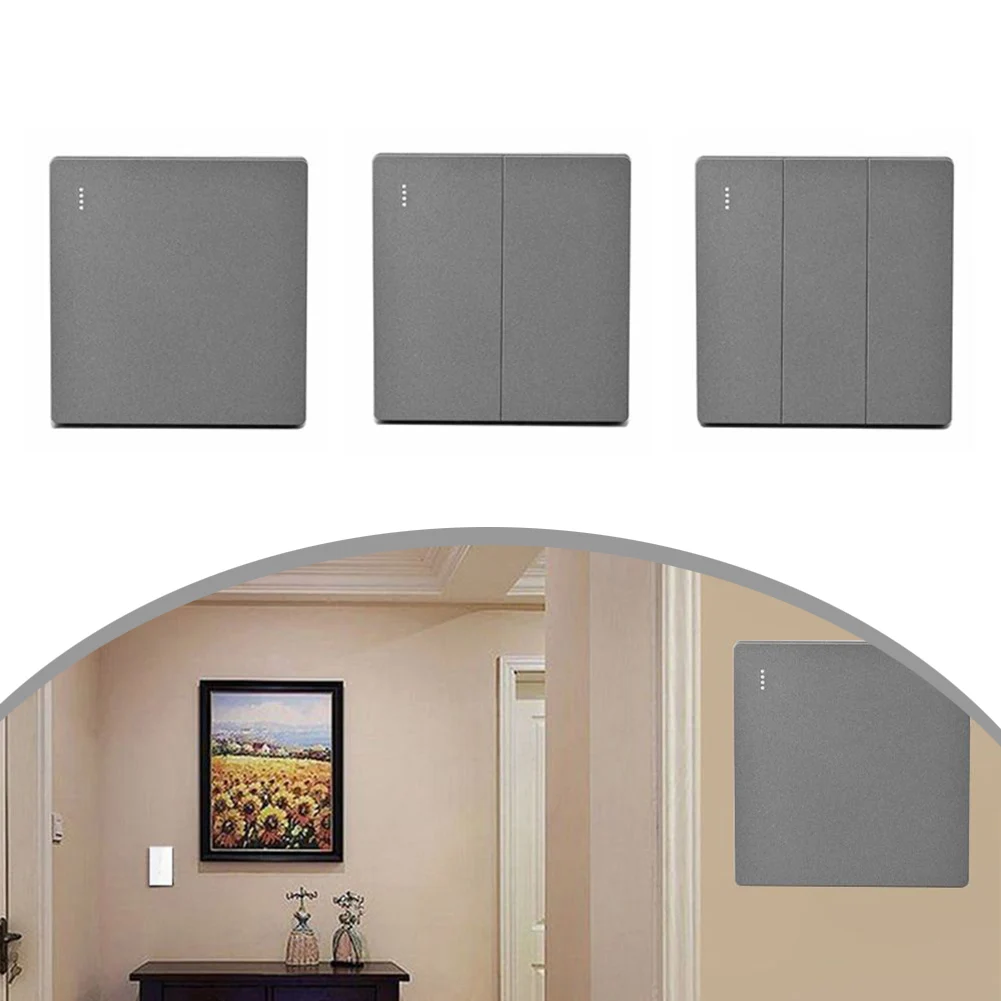 None Button Switch Switches Flame Gray PC PC Material Push Rocker Switch Switch Wall Light 1/2/3 Gang Brand New