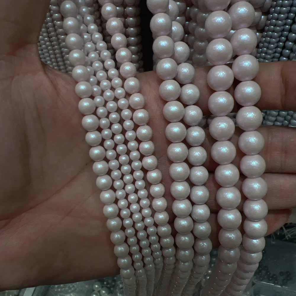 Matte Pearl Glass Beads Imitation Shell Pearl 4-10mm Illusion Loose Beads Handmade Make DIY Jewelry Bracelet Necklace Accessorie