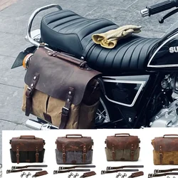 Retro Motorcycle Saddle Bag Waterproof Motorbike Side Bag Large Capacity Saddlebags Canva Motorcycle Backpack ForCM300 QJ350/300