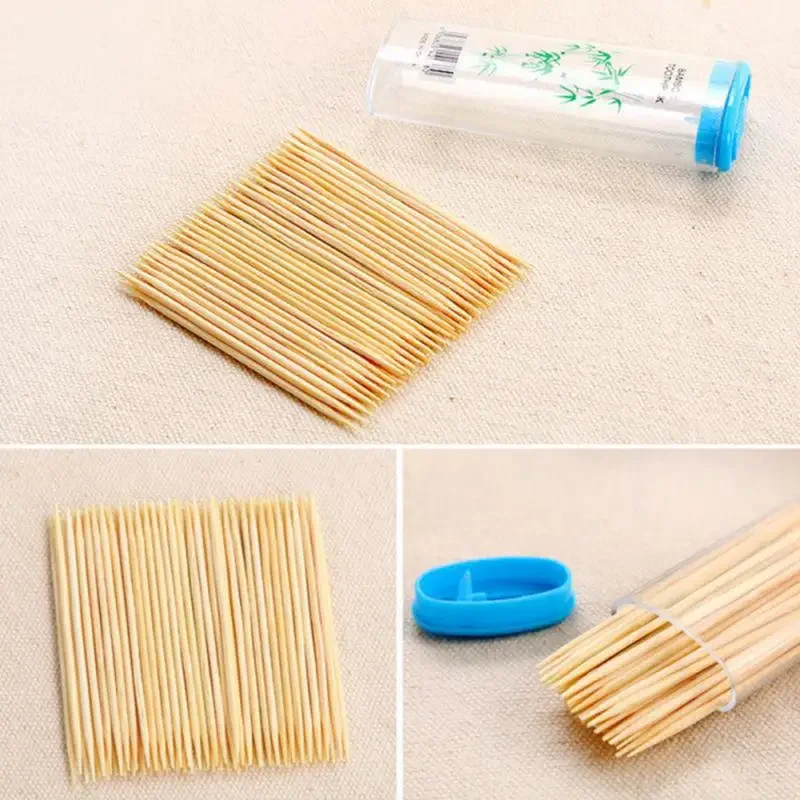 100PC/Box Disposable Wood tooth Natural Bamboo Toothpick Home Restaurant Hotel Product Fruit Double Sharp Toothpick Tool