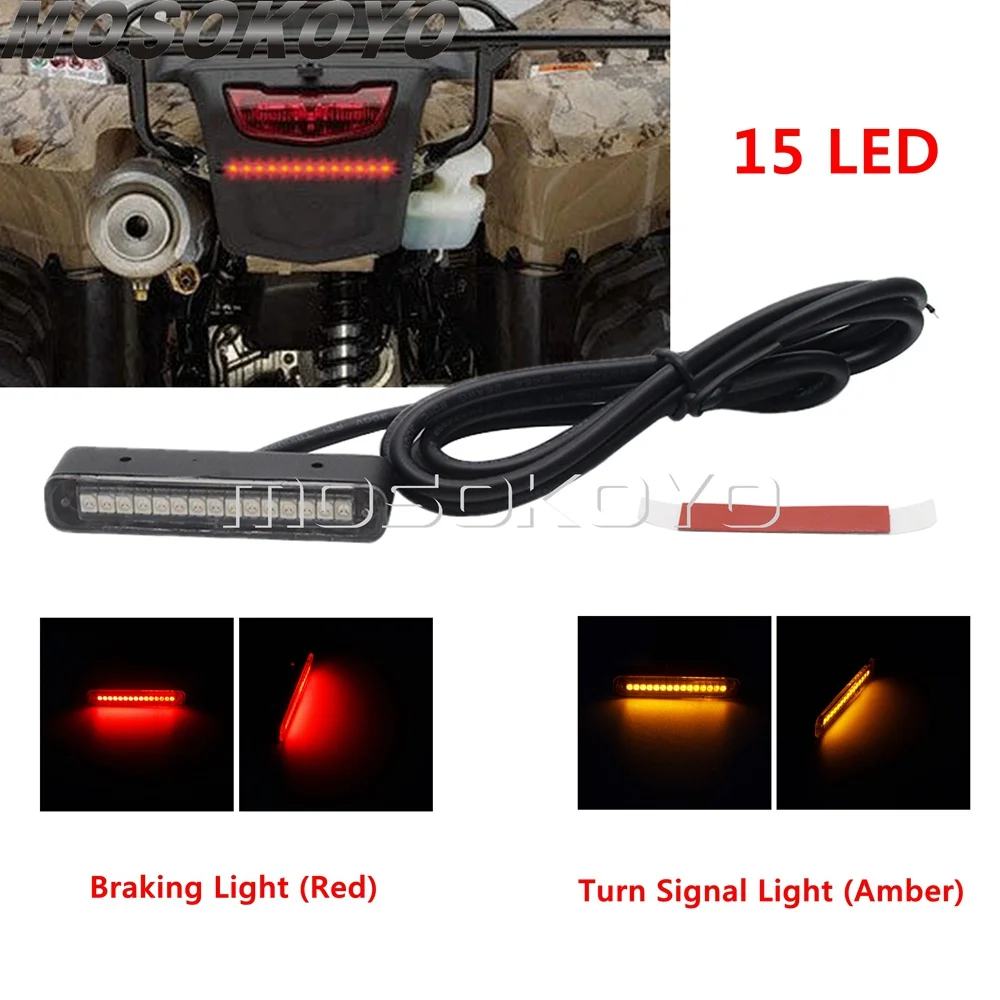 15LED Turn Signal Light Rear Tail Light Bar Indicator Stop Brake Light Decorative Lamp For Dirt Bike Car Cafe Racer Chopper SUV