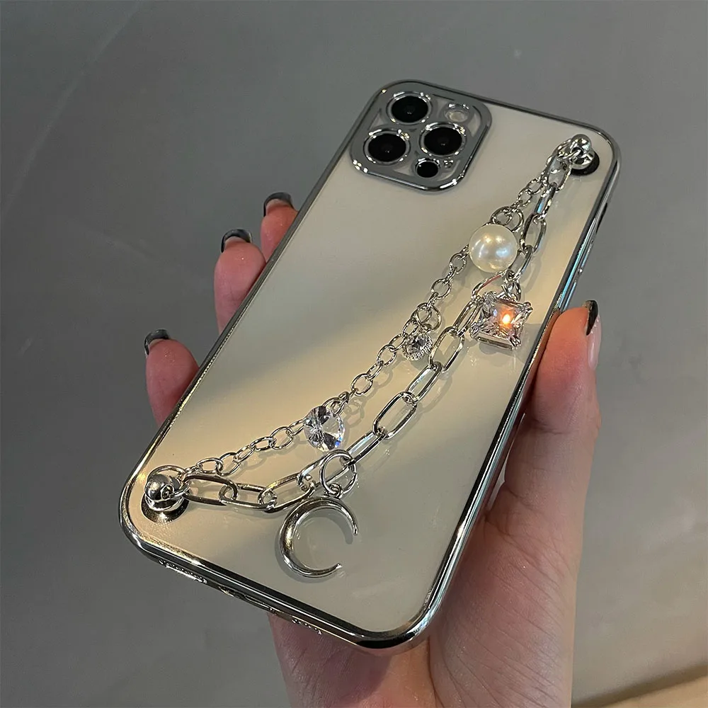 6D Electroplate Hand Strap Phone Case For iPhone 15 14 13 11 ProMax X XR XS 7 8 Plus TPU Case For iPhone 12 Pro Max Mini SE 2020