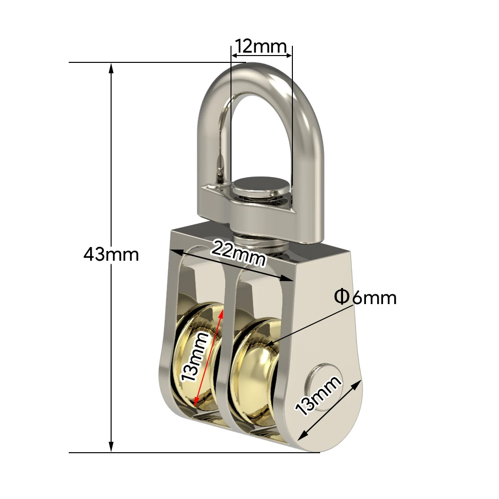 43mm metal pulley zinc alloy fixed pulley crown block and pulley block mini double pulley DIY